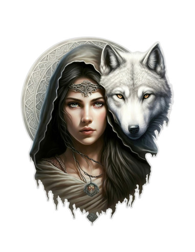 Placa Pared Hada con Lobo, mod. 15 -...