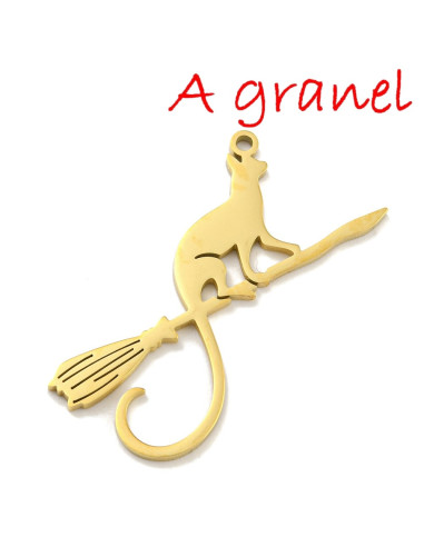 AG3-498 Gato en escoba, dorado