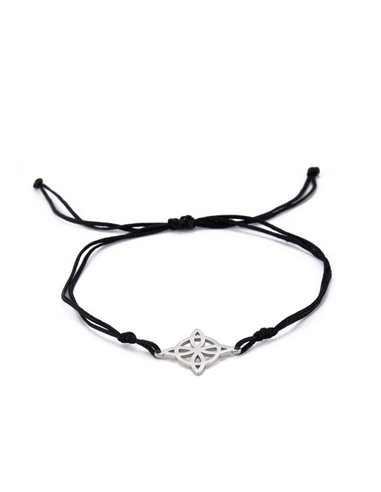 AT033 Pulsera Nudo de Brujas plateado en hilo negro