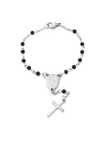 RS126 - Pulsera Rosario cuentas negras