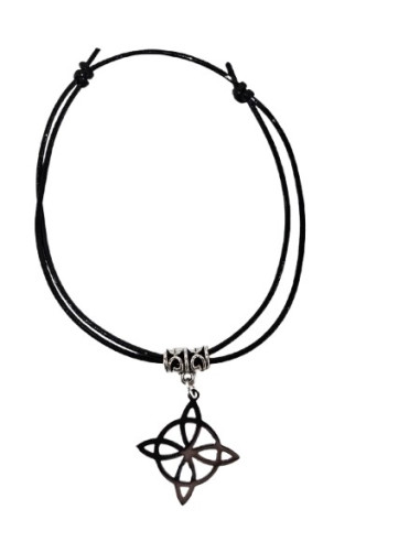 AB756 - Pulsera Poli-Cuero Nudo de Bruja