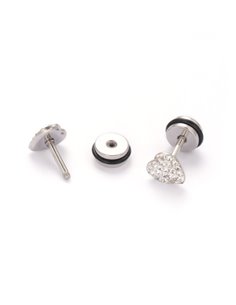 P092 - PENDIENTE CORAZON BRILLANTE PLATA