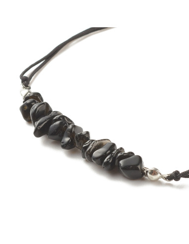 MT090 Pulsera Hilo con Mineral Obsidiana