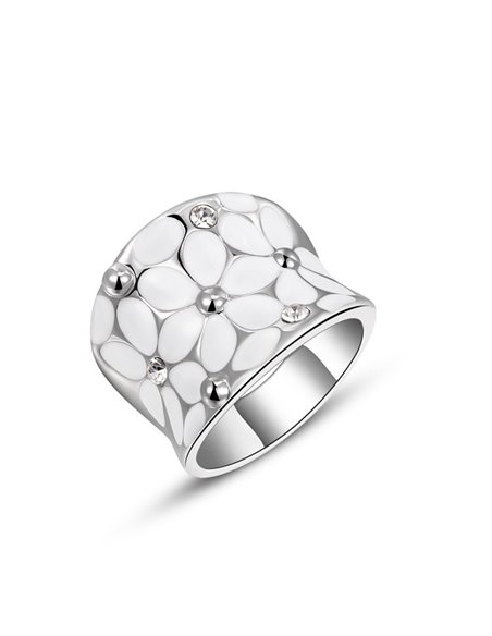 AN002 - ANILLO PLATEADO CON MARGARITAS
