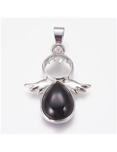 Y009 - COLGANTE ANGELITO AGATA NEGRA