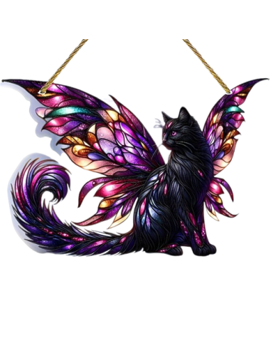 Decorativo Pared Gato Alas, 15x25 cms...