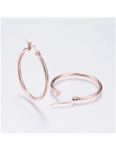 AP111 - Pendiente Aro Liso, Oro Rosa