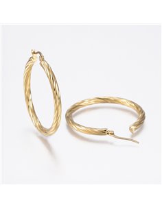 PT116 - PENDIENTE ARO TRENZADO DORADO