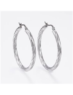 PT117 - PENDIENTE ARO TRENZADO PLATEADO