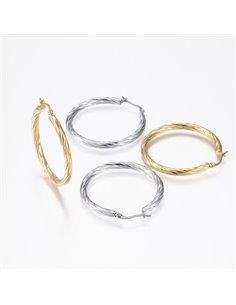 PT117 - PENDIENTE ARO TRENZADO PLATEADO 2