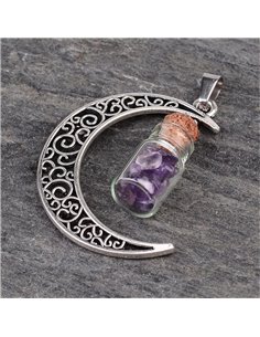 L015 - COLGANTE LUNA BOTELLA AMATISTA