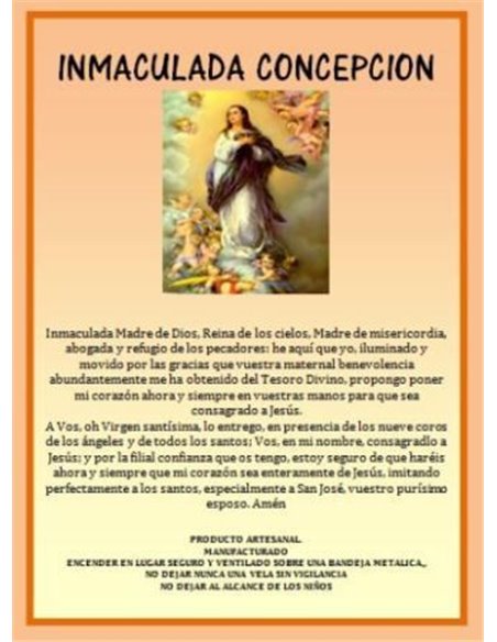 VELON ORACION INMACULADA CONCEPCION