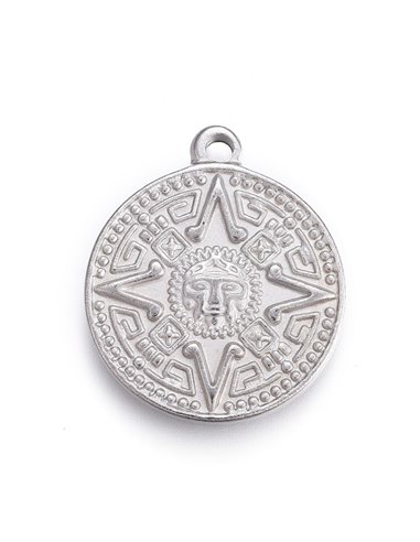 AC256 Colgante Medalla Maya Plateada