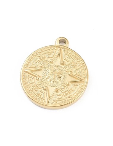 AC056 Colgante Medalla Maya Dorada