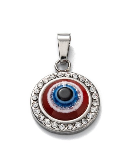 AC251 Ojo Turco con Brillantes en Rojo