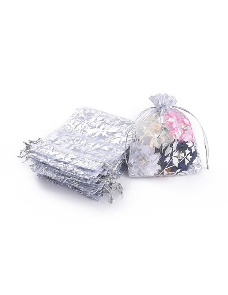 ACC434 - Pack 10 Bolsa Organza Decorada Hojas
