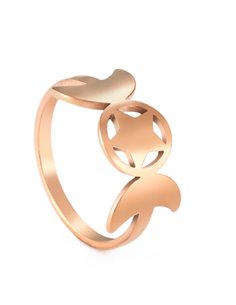 BA117 Anillo Triple Luna con Estrella, rosa