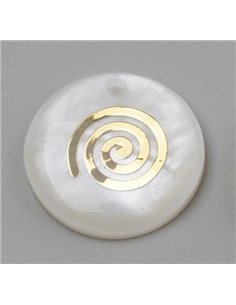Colgante nacar espiral dorada
