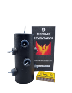 2372 - Velón 9 Mechas Negro