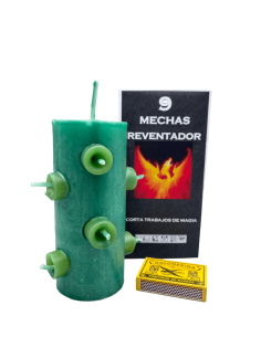 2371 - Velón 9 Mechas Verde