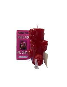 2032 - Velón Mil Caras Rojo, Grande