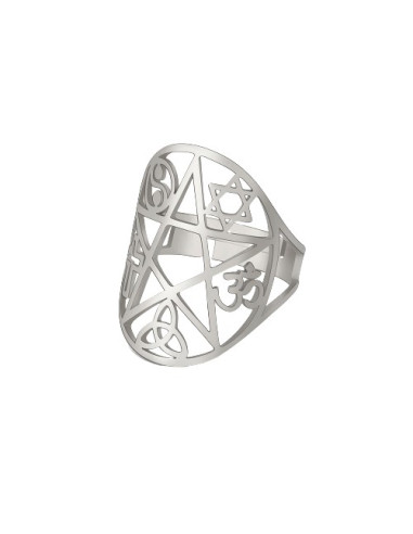 AA153 Anillo Pentagrama Símbolos...