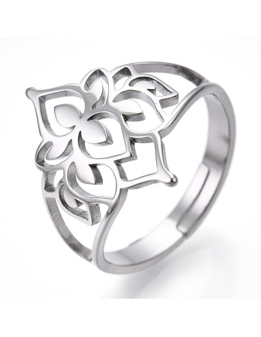AA250 Anillo Yoga Flor de Loto, plateado