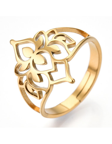 AA251 Anillo Yoga Flor de Loto, dorado