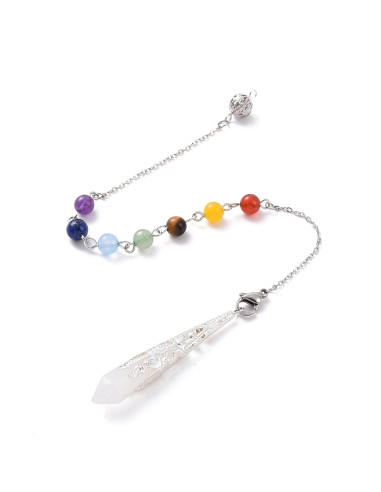BT850- Péndulo Jade Blanco con 7 Chakras