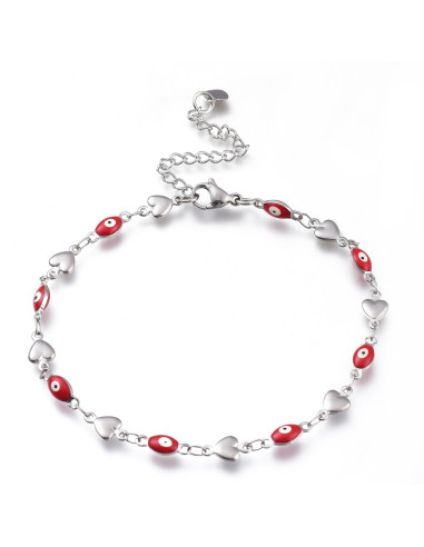 AT051 - Pulsera Ojo Turco Rojo y...